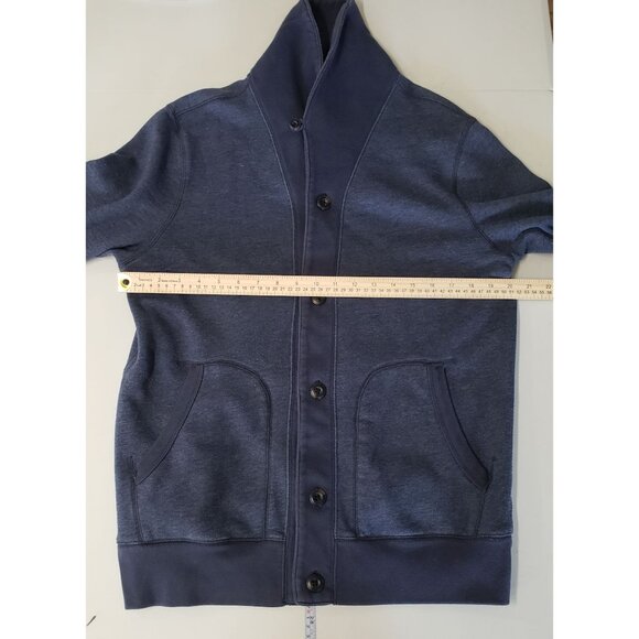 Sonoma Navy Blue Button Up Cardigan Sweater Mens M Grandpa Fall Preppy Layering - Picture 3 of 6